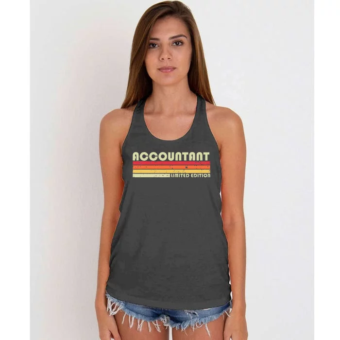 ACCOUNTANT Funny Job Title Profession Birthday Worker Idea Women's Knotted Racerback Tank