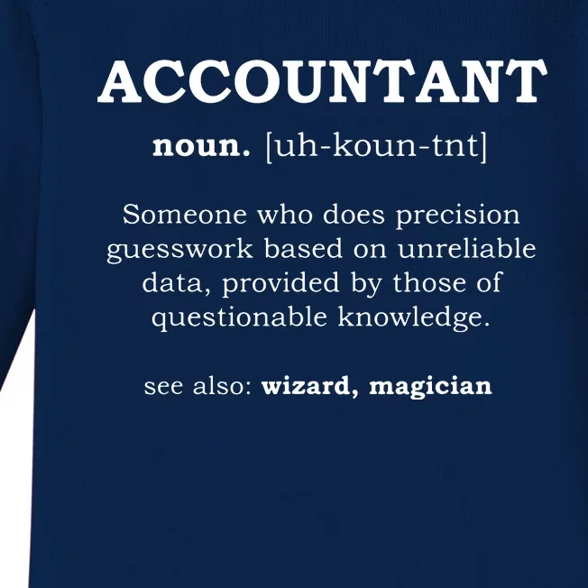 Accountant Funny Job Title Dictionary Profession Definition Baby Long Sleeve Bodysuit