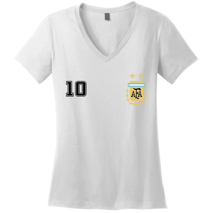 Argentina Flag Jersey Vintage Futbol Soccer Remera Women's V-Neck T-Shirt