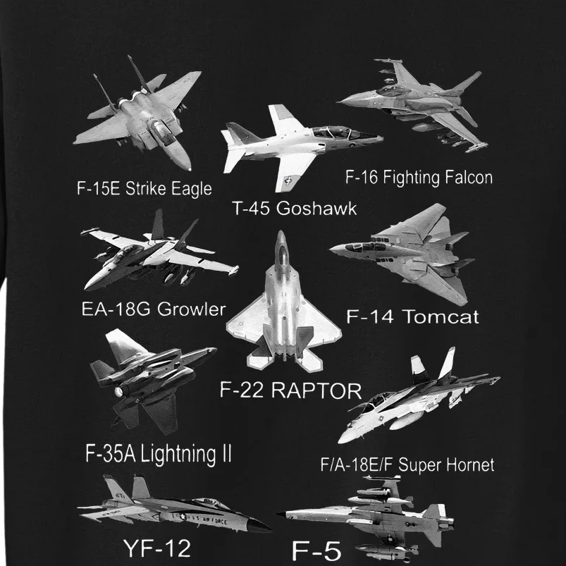 American Fighters Jets F22 Raptor F14 Tomcat Plane Spotting Tall Sweatshirt