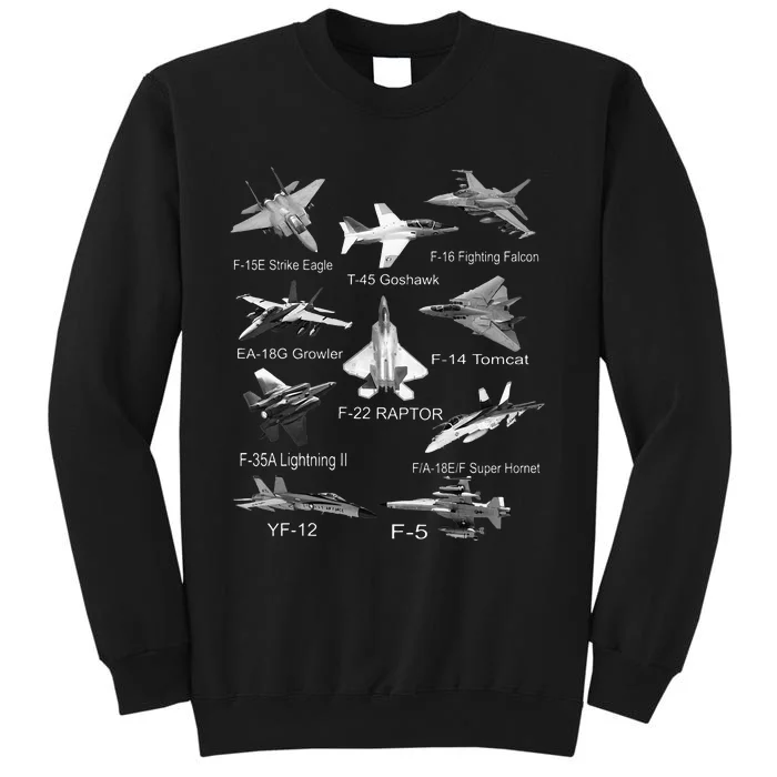 American Fighters Jets F22 Raptor F14 Tomcat Plane Spotting Tall Sweatshirt