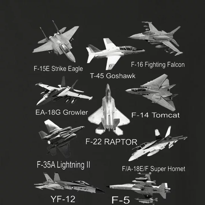 American Fighters Jets F22 Raptor F14 Tomcat Plane Spotting Toddler Long Sleeve Shirt