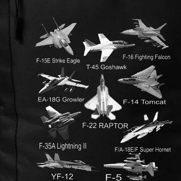 American Fighters Jets F22 Raptor F14 Tomcat Plane Spotting Daily Commute Backpack