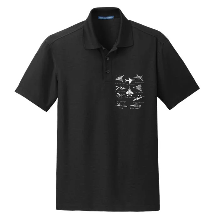 American Fighters Jets F22 Raptor F14 Tomcat Plane Spotting Dry Zone Grid Performance Polo