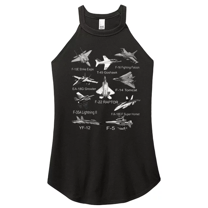 American Fighters Jets F22 Raptor F14 Tomcat Plane Spotting Women’s Perfect Tri Rocker Tank