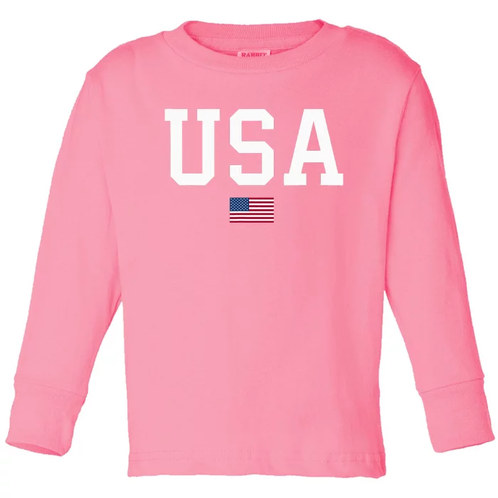 American Flag July 4th Celebration Show Your Patriotism! Toddler Long Sleeve Shirt