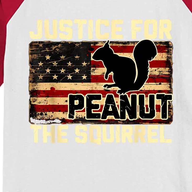 American Flag Justice For Peanut The Squirrel Peanut Gift Kids Colorblock Raglan Jersey