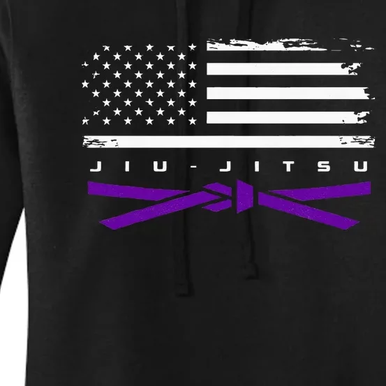 American Flag Jiu Jitsu Apparel Purple Belt Jiu Jitsu Women's Pullover Hoodie