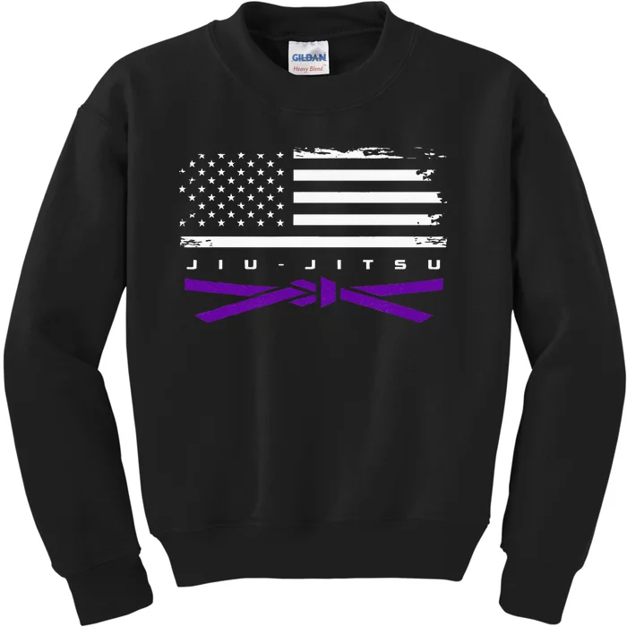 American Flag Jiu Jitsu Apparel Purple Belt Jiu Jitsu Kids Sweatshirt