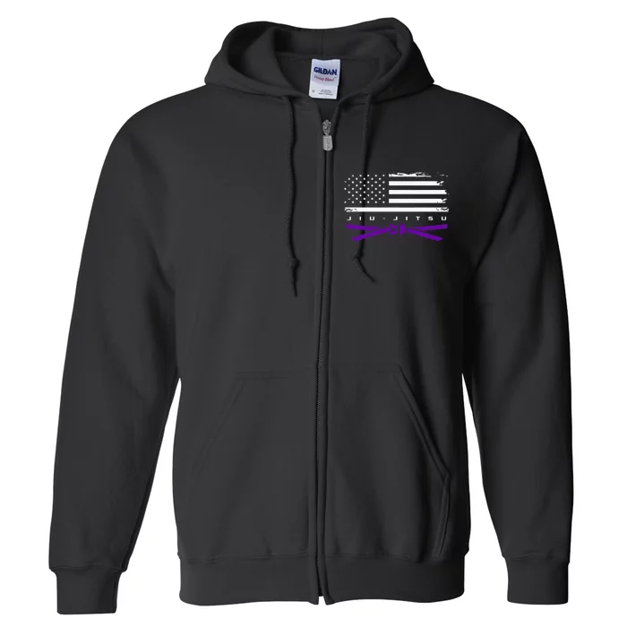 American Flag Jiu Jitsu Apparel Purple Belt Jiu Jitsu Full Zip Hoodie