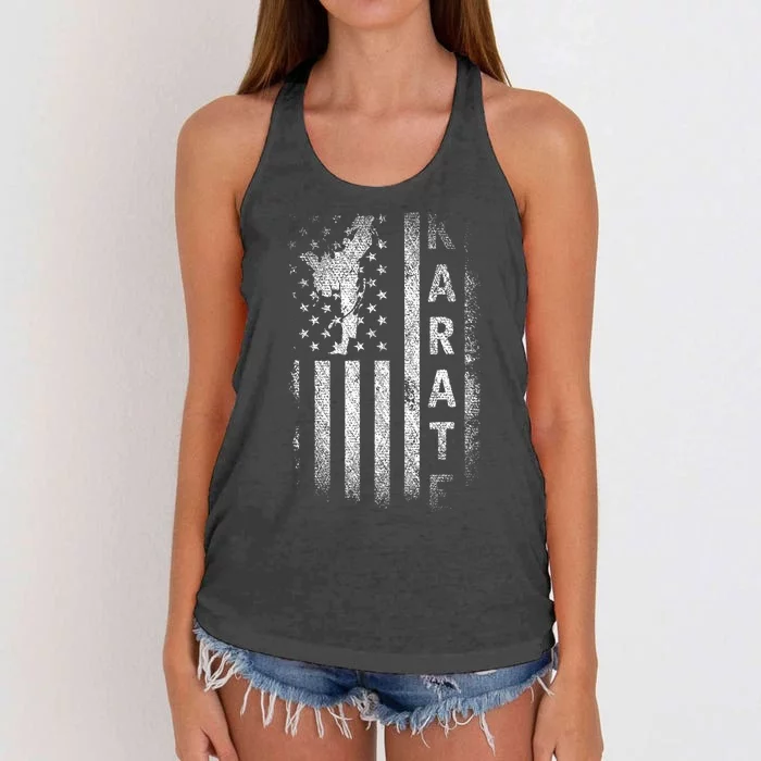 America Flag Japan Martial Arts Ninja Gift Karate Women's Knotted Racerback Tank