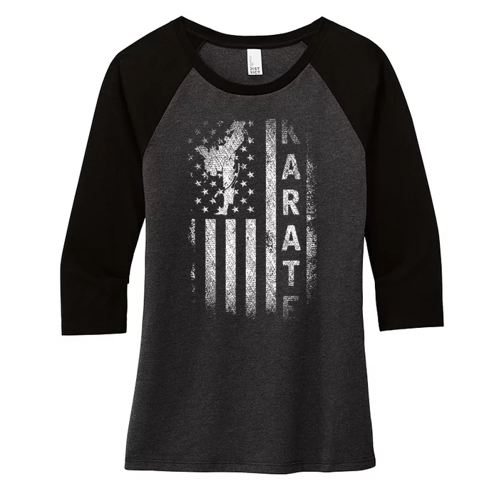 America Flag Japan Martial Arts Ninja Gift Karate Women's Tri-Blend 3/4-Sleeve Raglan Shirt