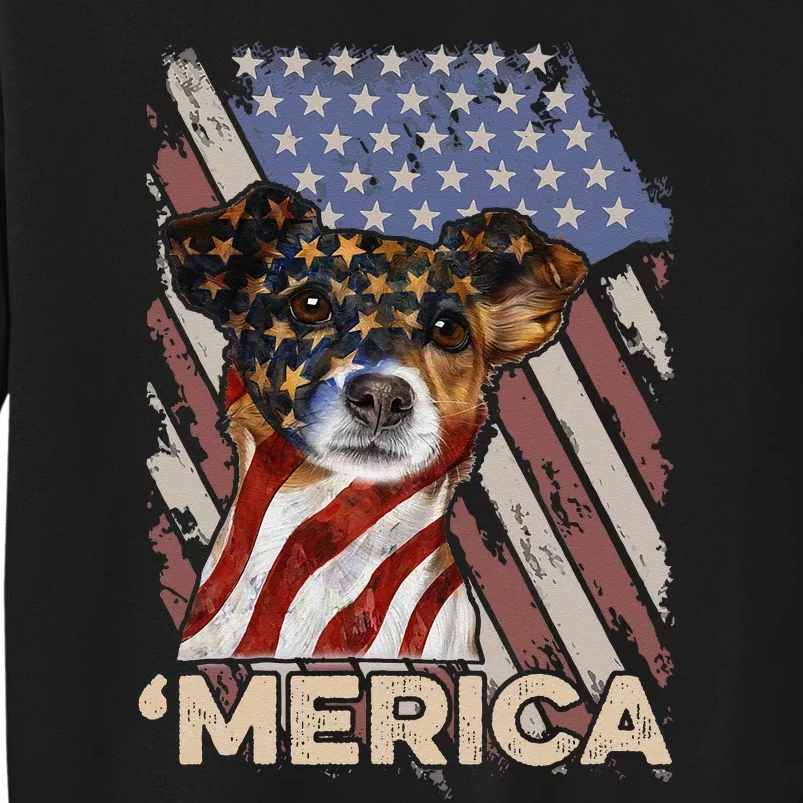 American Flag Jack Russell Terrier Patriotic Dog 4th Of July Sweatshirt