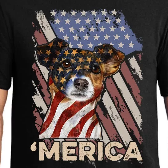 American Flag Jack Russell Terrier Patriotic Dog 4th Of July Pajama Set