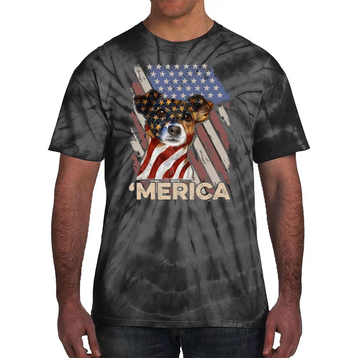 American Flag Jack Russell Terrier Patriotic Dog 4th Of July Tie-Dye T-Shirt