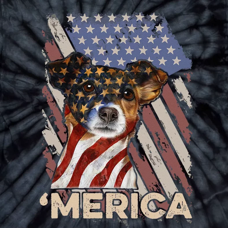 American Flag Jack Russell Terrier Patriotic Dog 4th Of July Tie-Dye T-Shirt