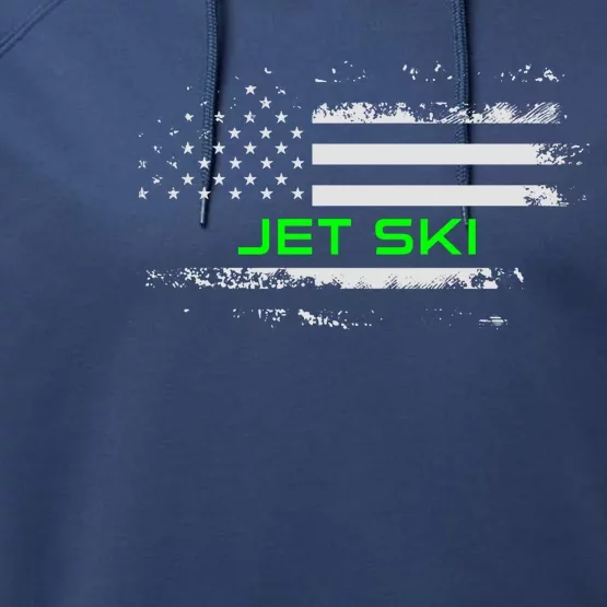 American Flag Jet Ski Usa Flag Jet Skiing Gift Performance Fleece Hoodie