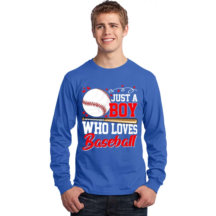 American Flag Just A Who Loves Baseball Gift Long Sleeve Shirt