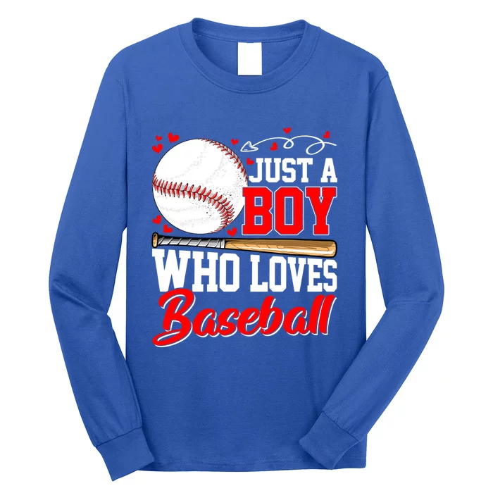 American Flag Just A Who Loves Baseball Gift Long Sleeve Shirt