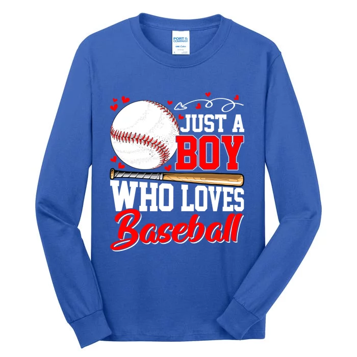 American Flag Just A Who Loves Baseball Gift Tall Long Sleeve T-Shirt