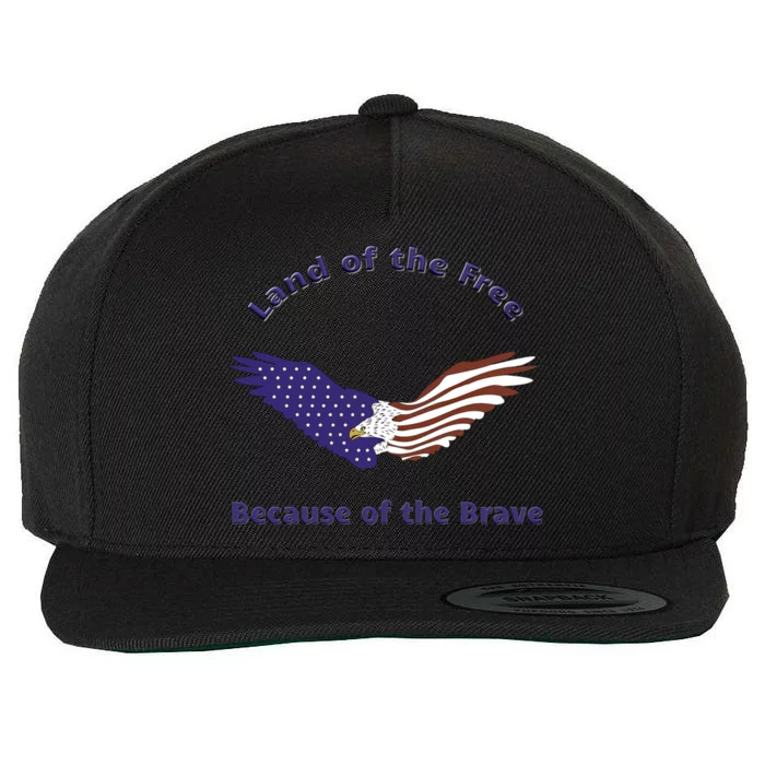 American Flag July 4th Eagle Land Of The Free Because Brave Gift Wool Snapback Cap