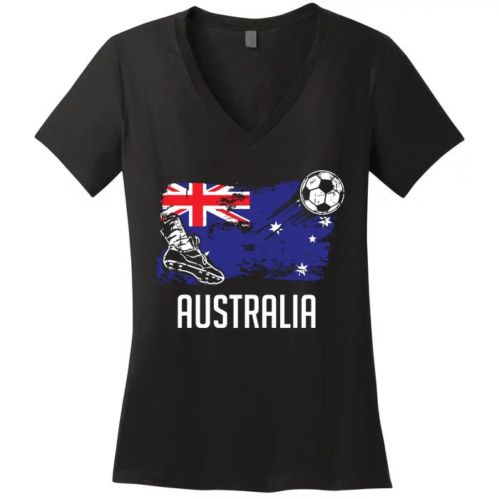 Australia Flag Jersey Australian Soccer Team Australian Women's V-Neck T-Shirt