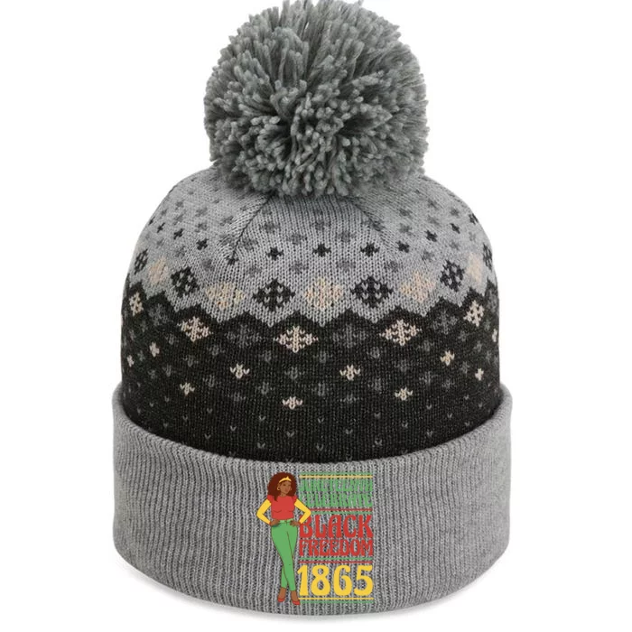 African Female Juneteenth Celebrate Black Freedom 1865 The Baniff Cuffed Pom Beanie