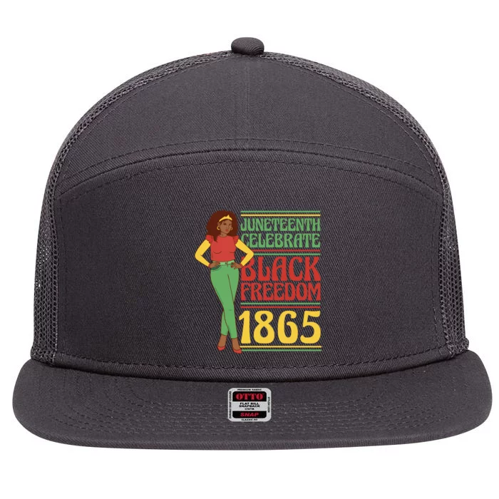 African Female Juneteenth Celebrate Black Freedom 1865 7 Panel Mesh Trucker Snapback Hat