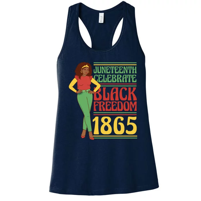 African Female Juneteenth Celebrate Black Freedom 1865 Women's Racerback Tank