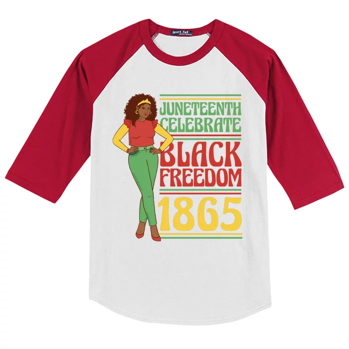 African Female Juneteenth Celebrate Black Freedom 1865 Kids Colorblock Raglan Jersey