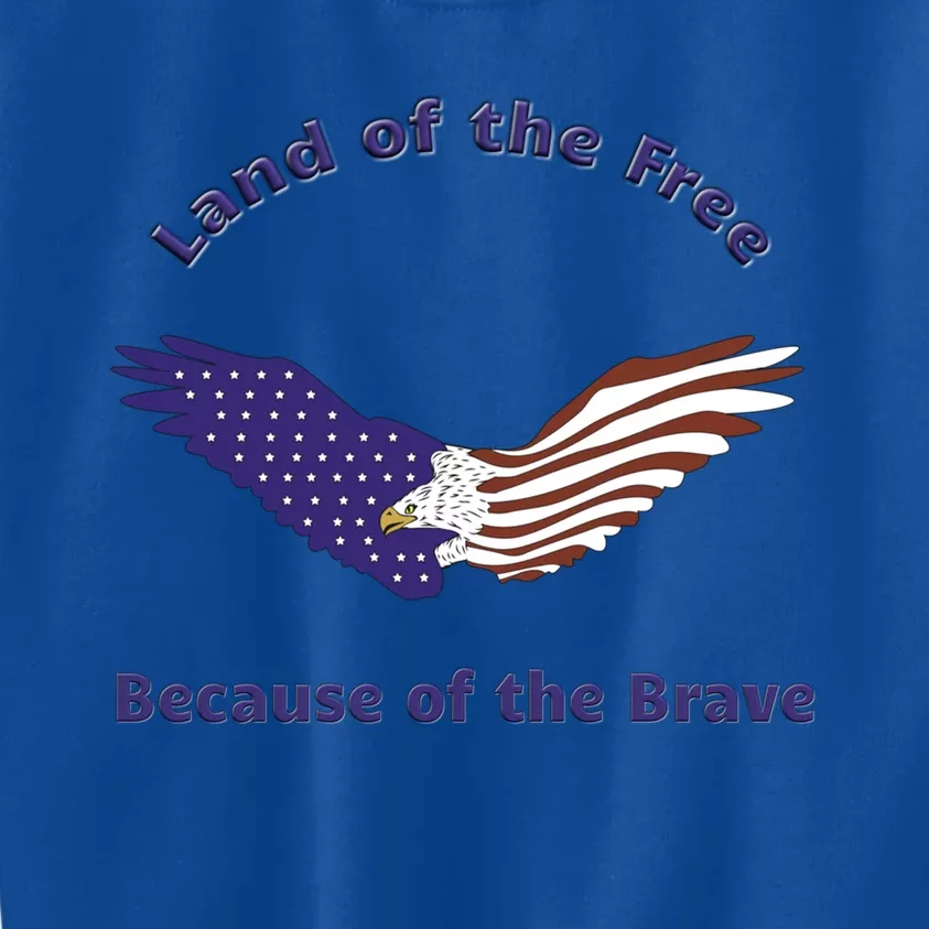 American Flag July 4th Eagle Land Of The Free Because Brave Gift Kids Sweatshirt