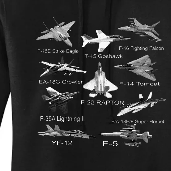 American Fighters Jets F22 Raptor F14 Tomcat Plane Women's Pullover Hoodie