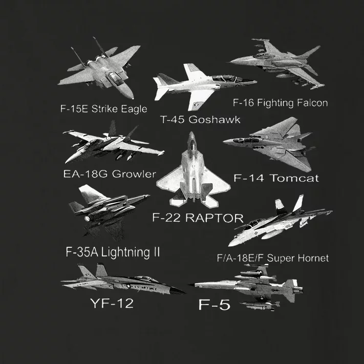 American Fighters Jets F22 Raptor F14 Tomcat Plane Toddler Long Sleeve Shirt