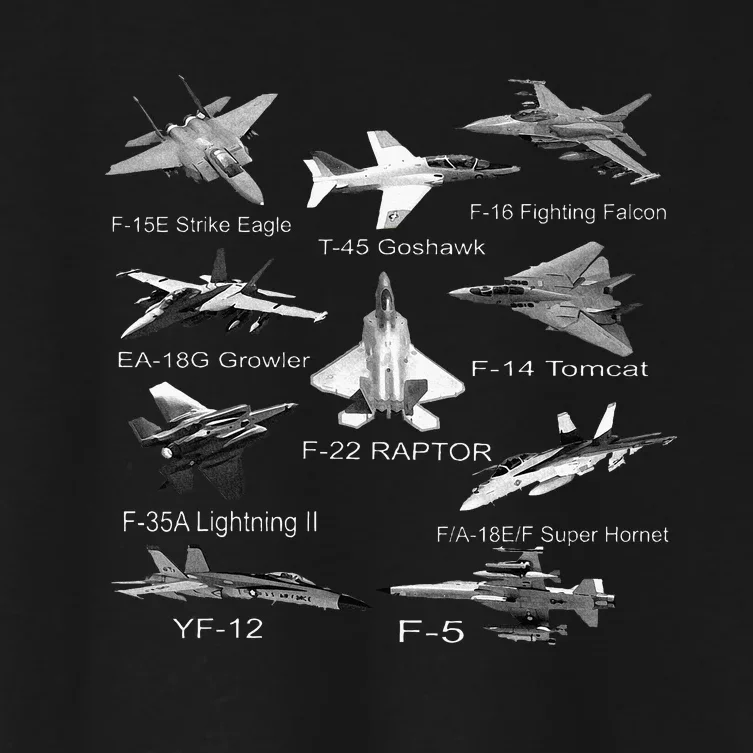 American Fighters Jets F22 Raptor F14 Tomcat Plane Women's Crop Top Tee