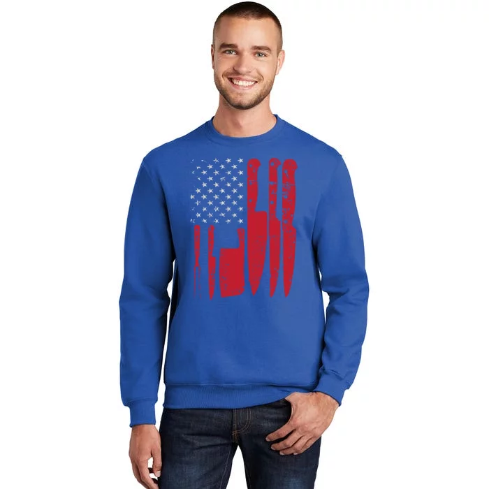 American Flag Kitchen Butcher Knife Set Funny Gift Tall Sweatshirt