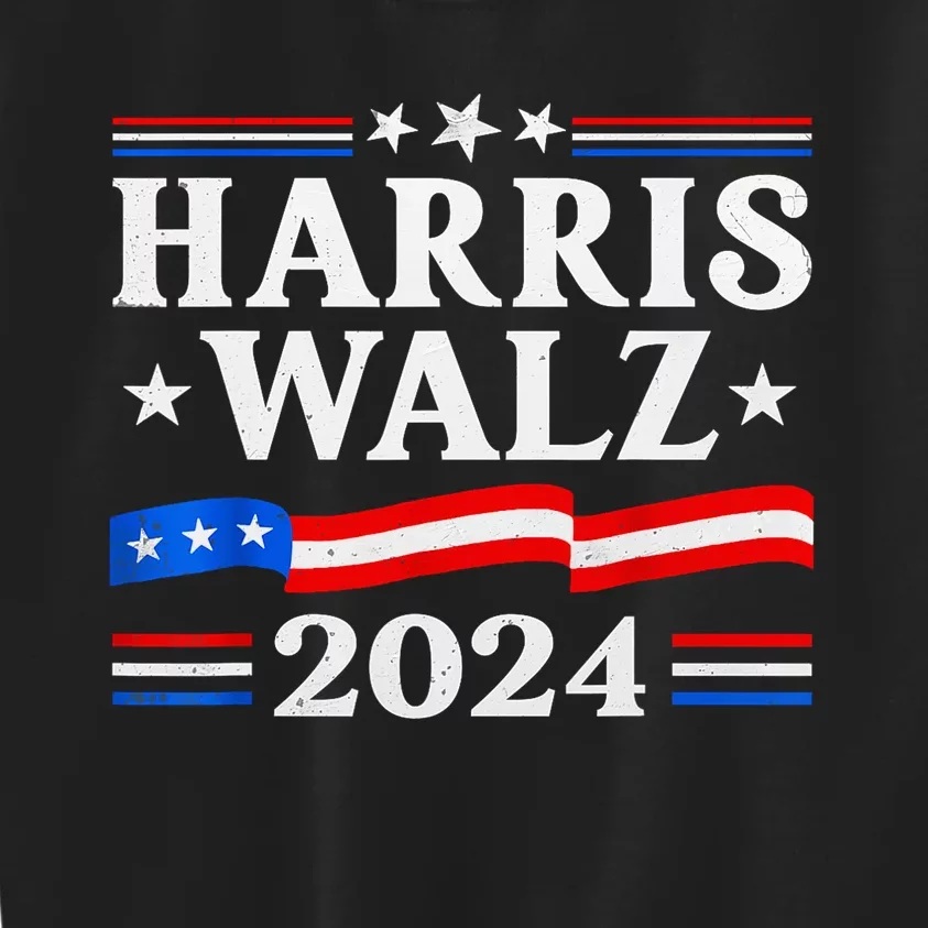 American Flag Kamala Harris Tim Waltz 2024 Gift Kids Sweatshirt