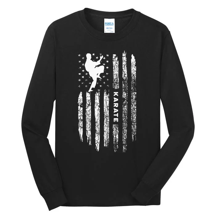 American Flag Karate Clothing Karateka Vintage Karate Tall Long Sleeve T-Shirt