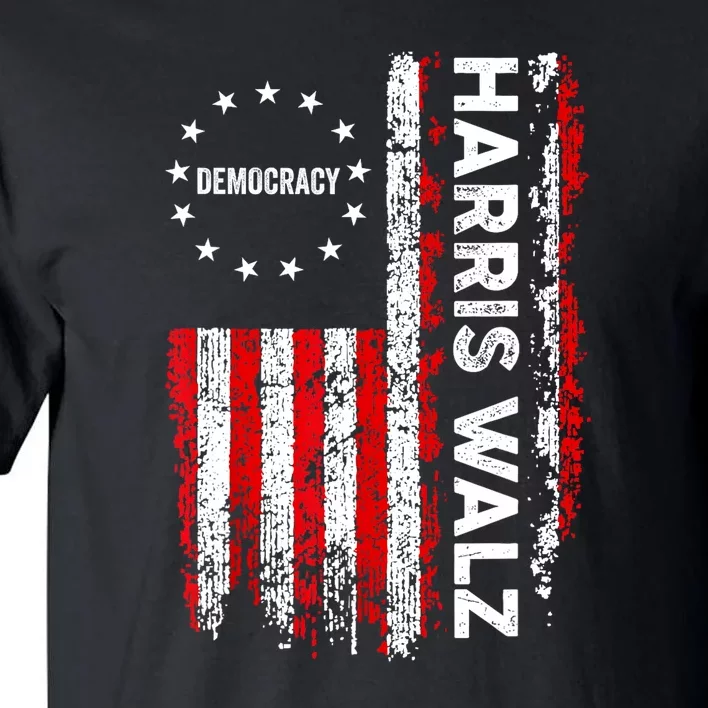 American Flag Kamala Harris Walz 2024 Harris Waltz Vp President 47th Gift Tall T-Shirt