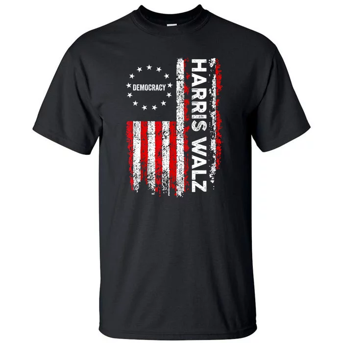 American Flag Kamala Harris Walz 2024 Harris Waltz Vp President 47th Gift Tall T-Shirt