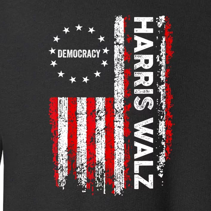 American Flag Kamala Harris Walz 2024 Harris Waltz Vp President 47th Gift Toddler Sweatshirt