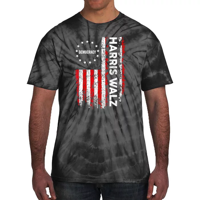 American Flag Kamala Harris Walz 2024 Harris Waltz Vp President 47th Gift Tie-Dye T-Shirt