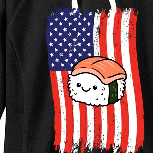 American Flag Kawaii Nigiri Sushi Lover Gift Women's Fleece Hoodie