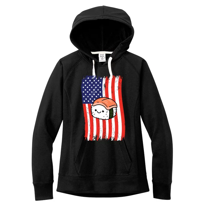 American Flag Kawaii Nigiri Sushi Lover Gift Women's Fleece Hoodie