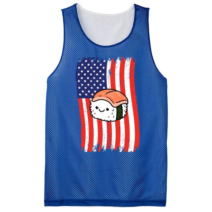 American Flag Kawaii Nigiri Sushi Lover Gift Mesh Reversible Basketball Jersey Tank