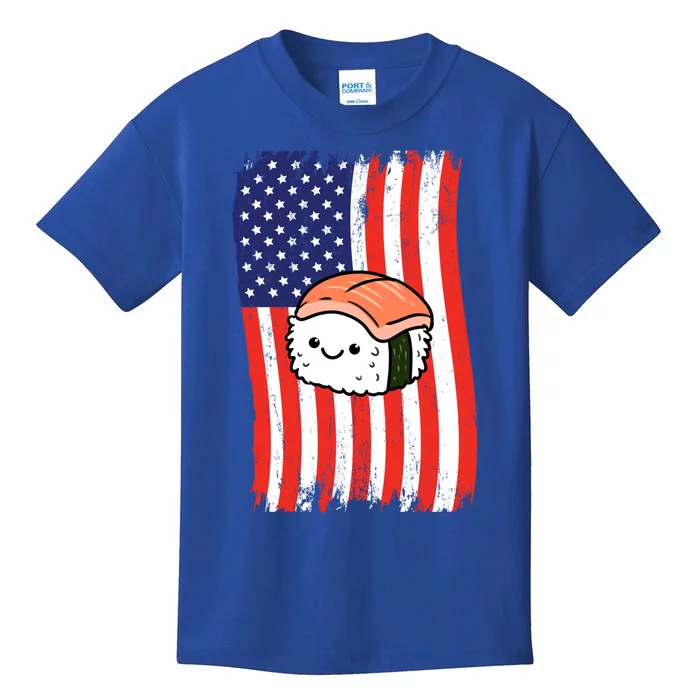 American Flag Kawaii Nigiri Sushi Lover Gift Kids T-Shirt