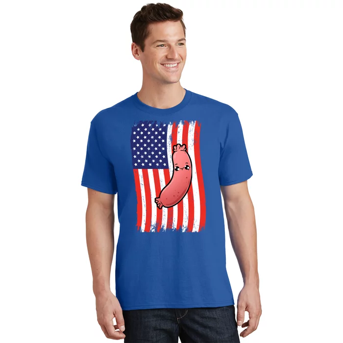 American Flag Kawaii Sausage Gift T-Shirt