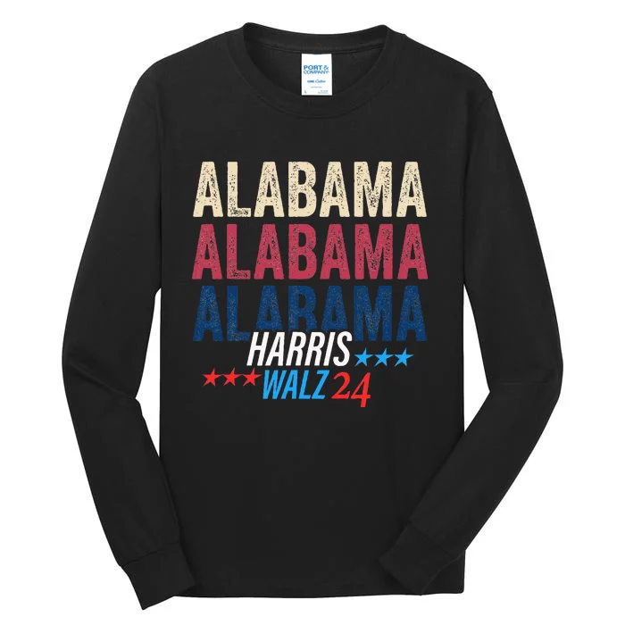 Alabama For Kamala Harris Tim Walz 2024 Retro Tall Long Sleeve T-Shirt