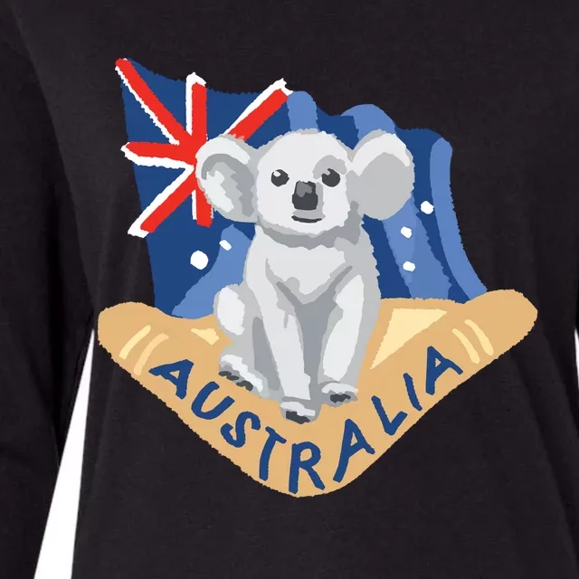 Australia Flag Koala Boomerang Womens Cotton Relaxed Long Sleeve T-Shirt