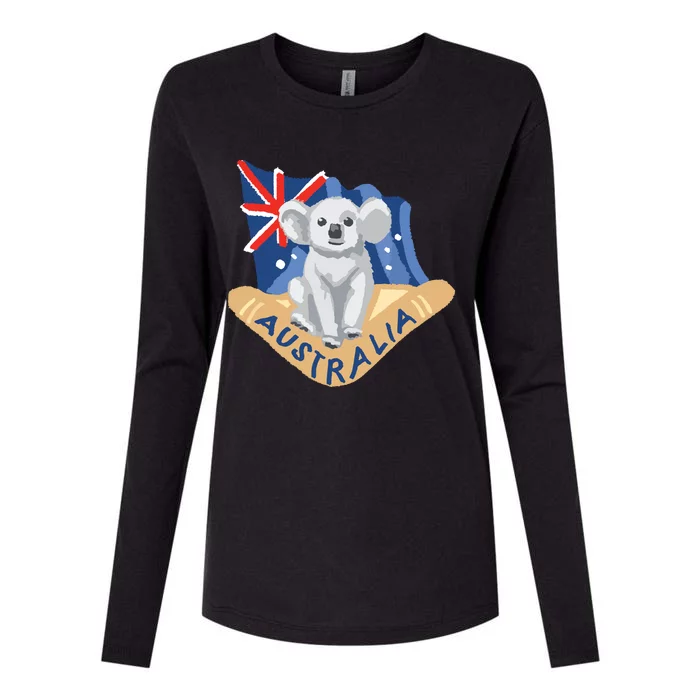 Australia Flag Koala Boomerang Womens Cotton Relaxed Long Sleeve T-Shirt