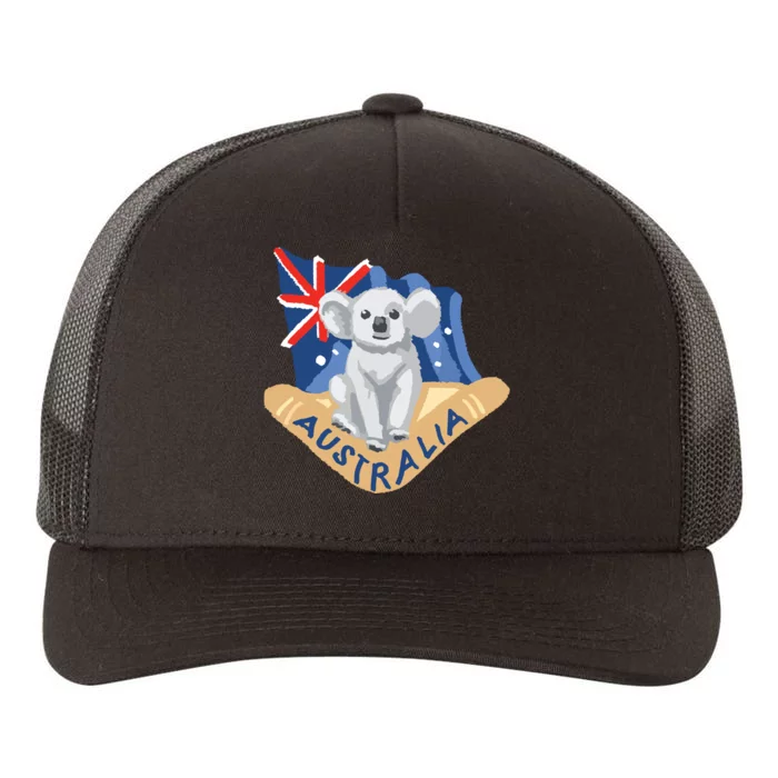 Australia Flag Koala Boomerang Yupoong Adult 5-Panel Trucker Hat